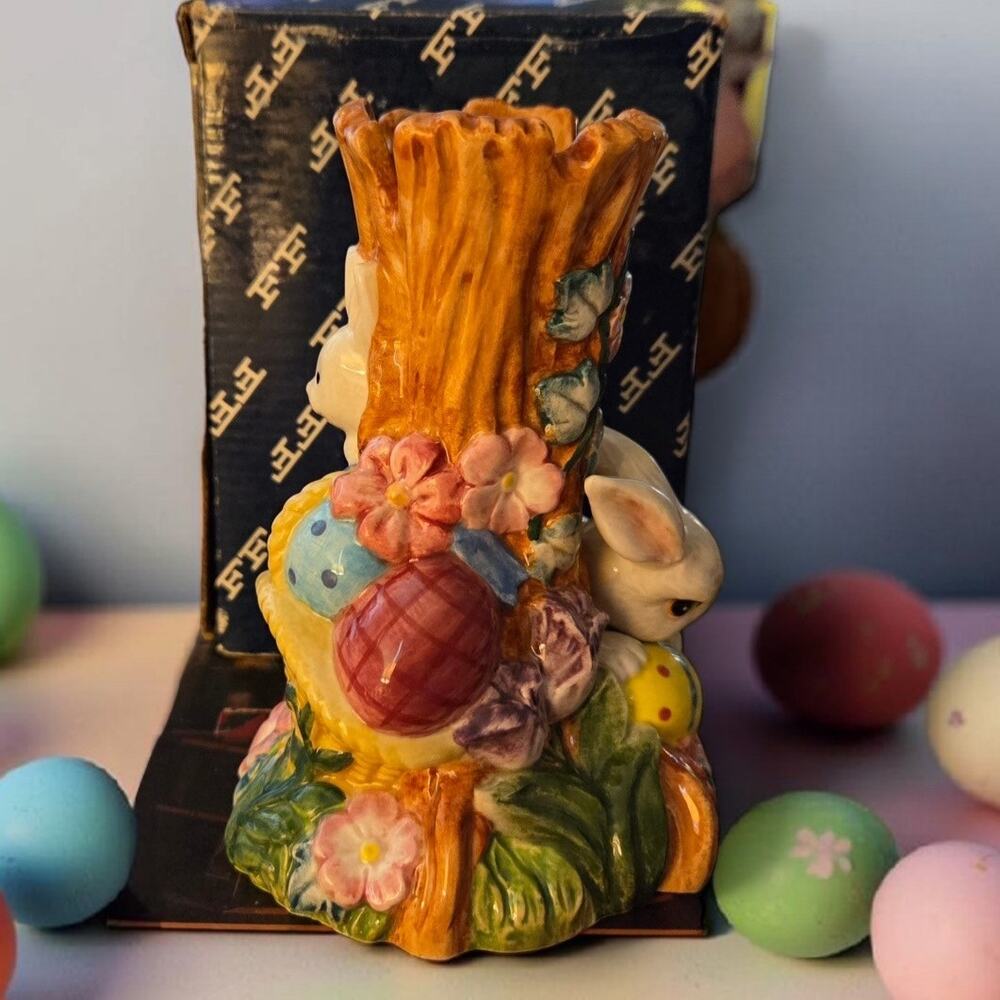 Fitz and Floyd Busy Bunnies Collection Bunny Vase in the Original Box EUC - Picture 3 of 8